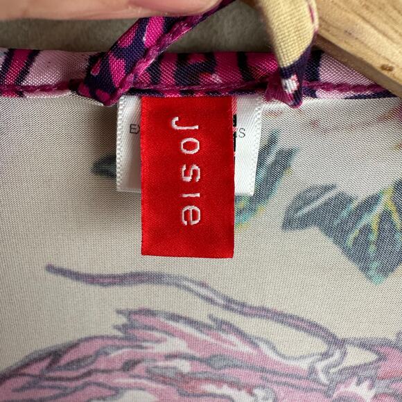 Josie Natori Maly Wrap Lightweight Dragon Floral Robe S - Picture 2 of 6